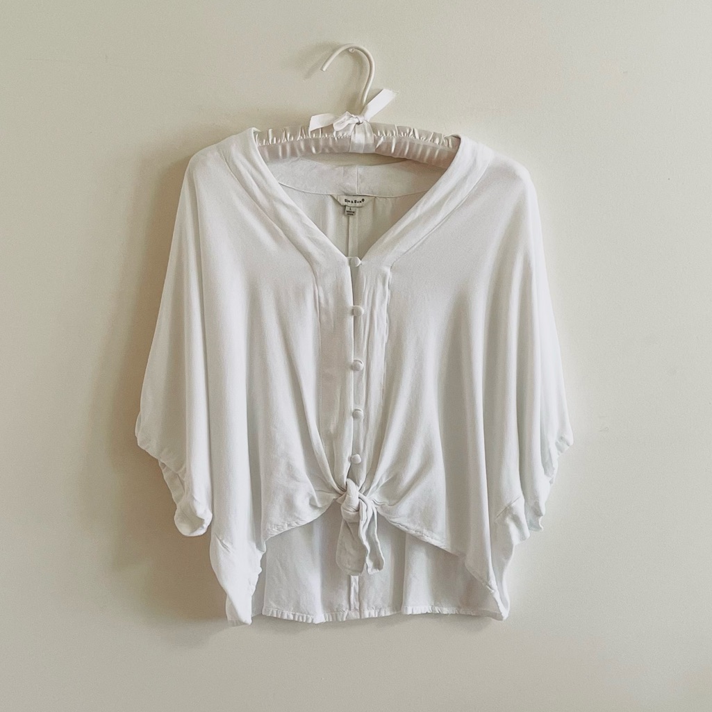 Sim & Sam Tie Button-Down Blouse